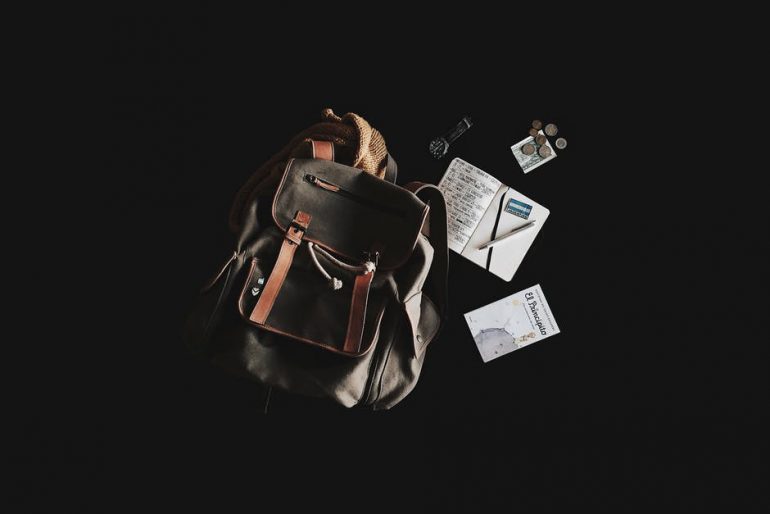 backpack and a notebook