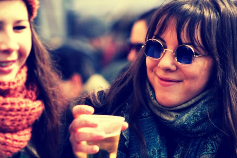 Enjoying beer